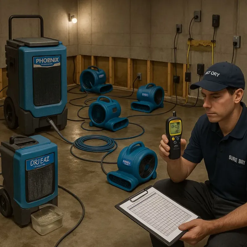 Structural Drying and Dehumidification process in Chisholm, ME